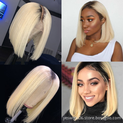 1b/Pink Swiss Lace Front Human Hair Bob Wig Short 1B 613 Blonde Pink Blue Gray Hot Pink Neon Purple Ombre Bob Wig Human Hair